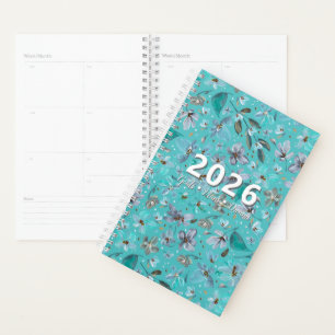 Blue Mint Magic Watercolor Floral 2026 Customized Planner