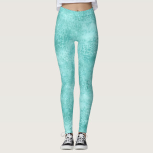 Blue Mint Sea Green Coral Texture Leggings