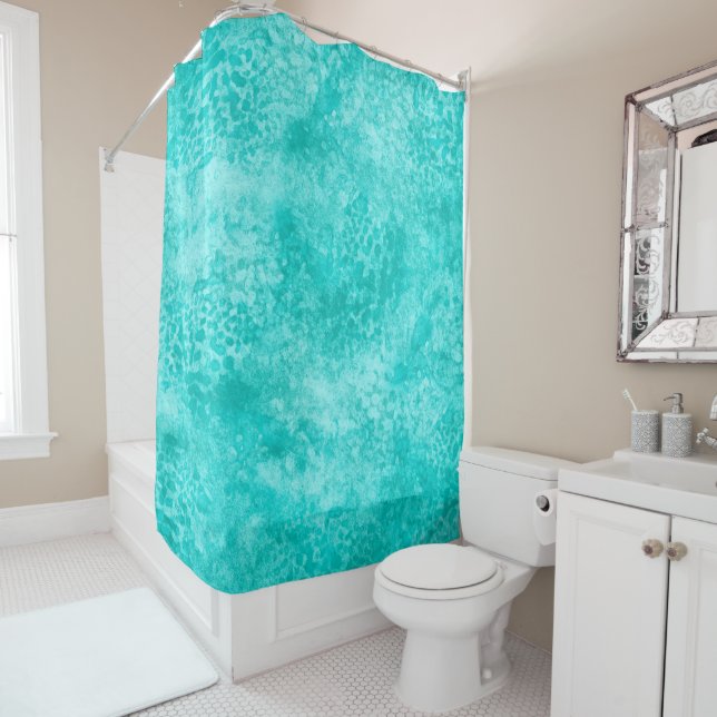 Blue Mint Sea Green Texture Shower Curtain (In Situ)