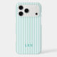 Blue Mint  Stripe Vintage Tiny Initials Monogram