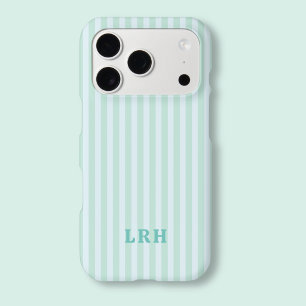 Blue Mint  Stripe Vintage Tiny Initials Monogram