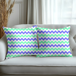 Blue Mint White Chevron Pattern Cushion