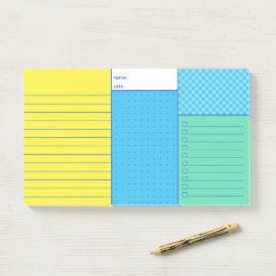 Blue Mint Yellow Practical Organising To Do Combo Post-it Notes