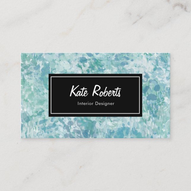 Blue Minty Watercolor business card | creative (Front)