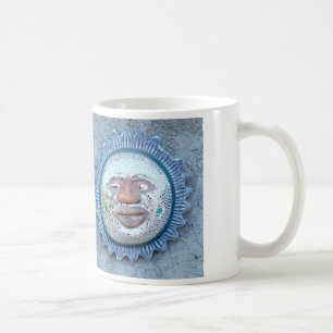 blue mirror sun face mug