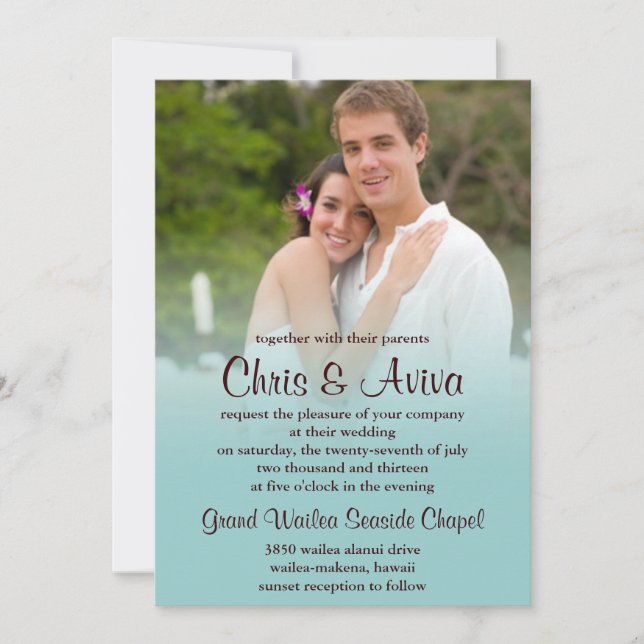 Blue Mist Photo Invitations (Front)