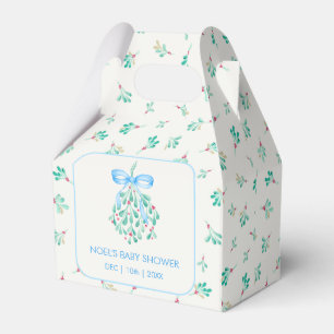 Blue Mistletoe Winter Baby Shower Favour Box