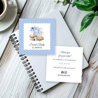 Blue Mixer Artisan Bakery Homemade Thank you Square Business Card