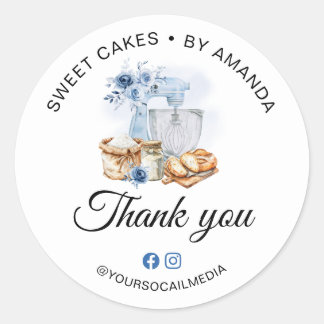 Blue Mixer Sourdough Loaf Thank you Classic Round Sticker