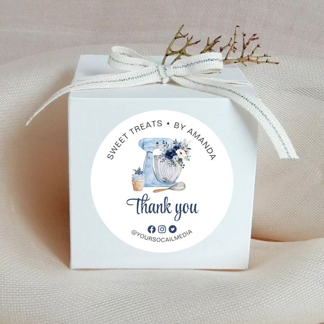 Blue Mixer Thank you Classic Round Sticker (Creator Uploaded)