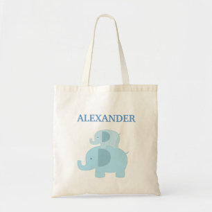 Blue Mod Elephants Diaper Tote Bag - add a NAME!