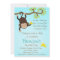 Blue Mod Monkey Boys Birthday Party Invite