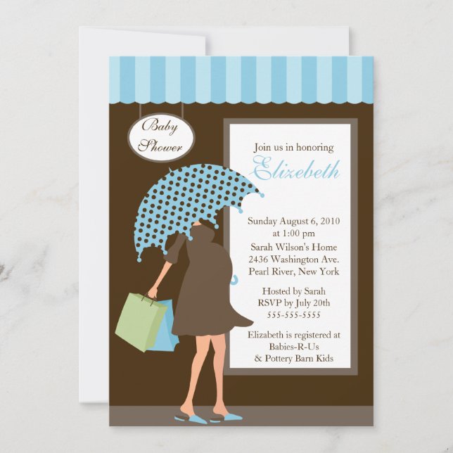 Blue Mod Mum Baby Shoppe Boy Baby Shower Invitation (Front)