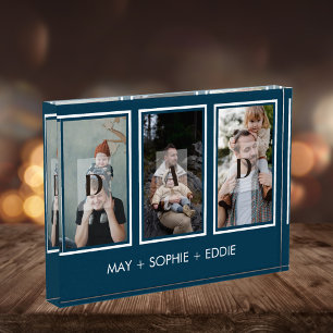 Blue Modern 3 Photos Father's Day Photo Block
