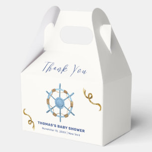 Blue Modern Ahoy Nautical Boy Baby Shower Favour Box