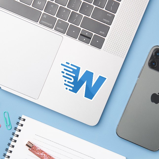 Blue Modern and Minimal Letter W Monogram (Laptop w/ iPhone)
