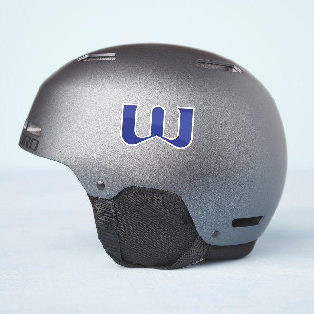 Blue Modern and Minimal Letter W Monogram (Helmet Side)
