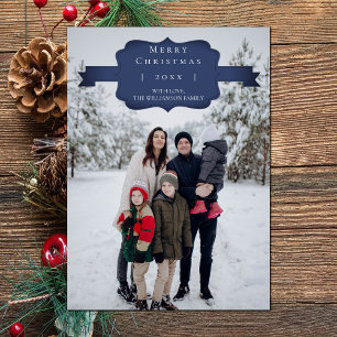 Blue Modern and Simple Christmas Photo Card