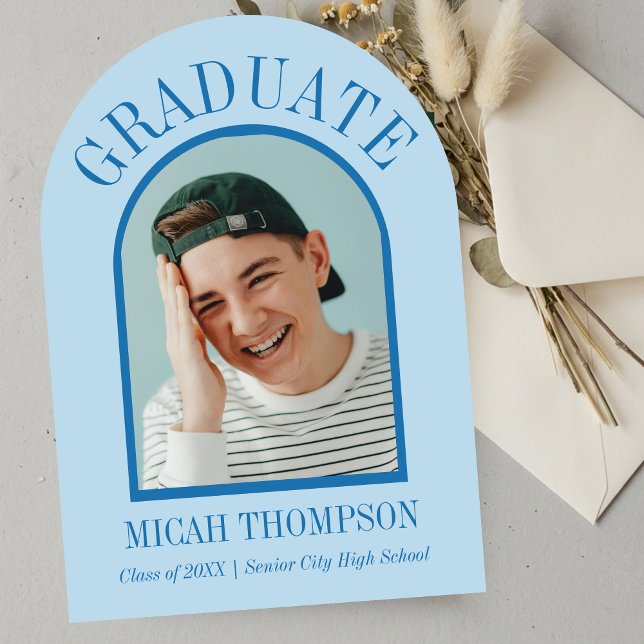 Blue Modern Arch Grad Photo Announcement  (Blue Modern Arch Grad Photo Announcement)