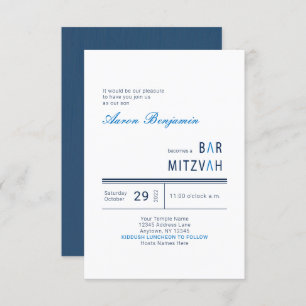 Blue Modern Bar Mitzvah Invitation