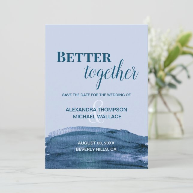 Blue Modern Better Together watercolor Wedding (Standing Front)