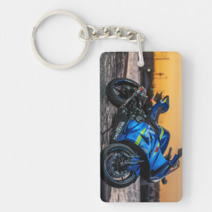 Blue Modern Big Bike Motorcycle Rider Gift Key Ring