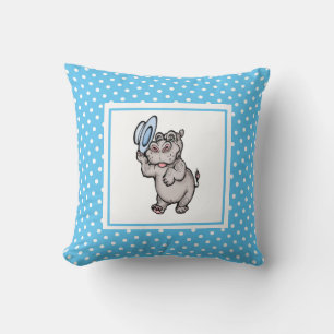Blue Modern Birth Baby for Kids Hippopotamus Cushion