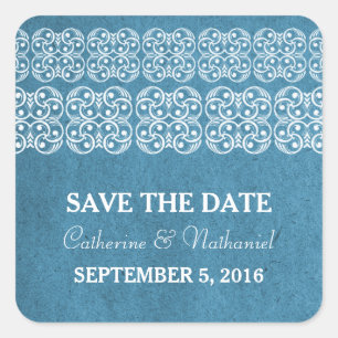 Blue Modern Bohemian Save the Date Stickers