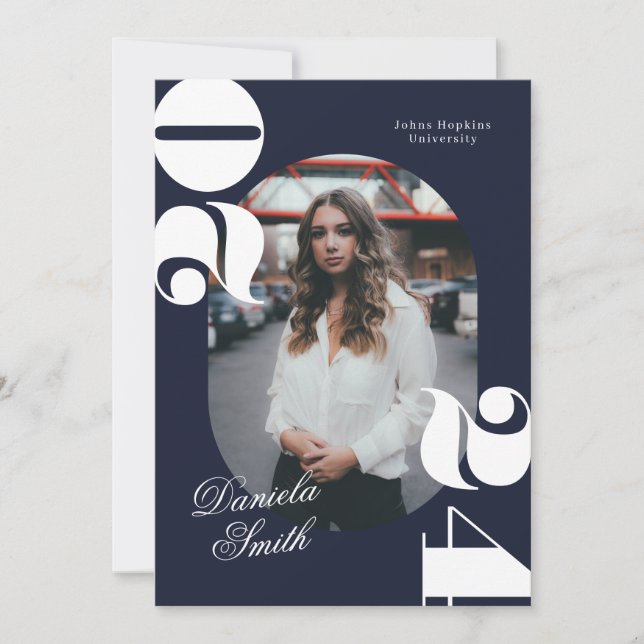 Blue Modern Bold Class of 2024 Graduation Invitation (Front)