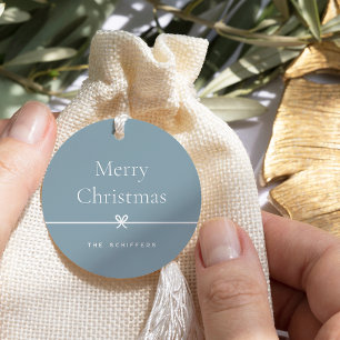 Blue   Modern Bow Simple Minimal Christmas Gift Favour Tags