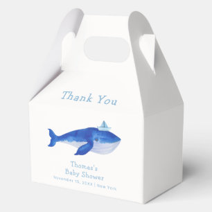 Blue Modern Boy Under The Sea Whale Baby Shower Favour Box