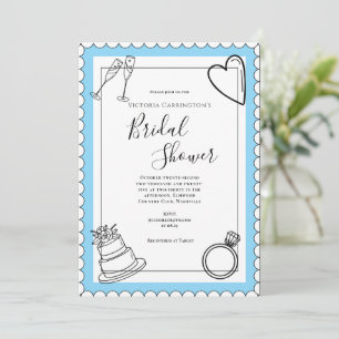 Blue Modern Bridal Shower Invitation