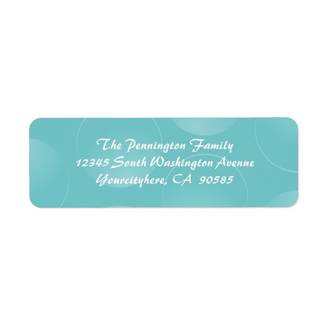 Blue modern bubbles return address envelope labels (Front)