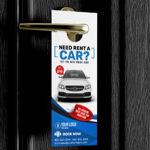Blue Modern Car Hire Car Rental Car Rent Door Hanger