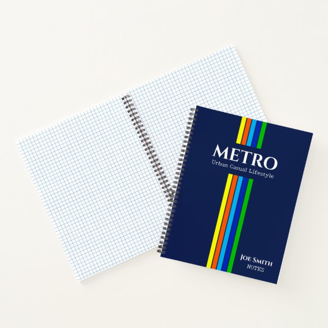 Blue Modern Casual Business Logo Vertical Stripes Notebook (Inside)