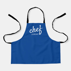 Blue Modern Chef Script Type Name Personalised Kid Apron