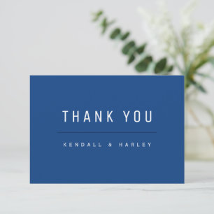 Blue Modern Chic Typography Simple Thank You Card