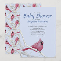 Blue Modern Christmas Cardinal Bird Baby Shower