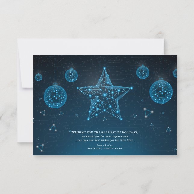 Blue Modern Christmas Star Corporate Logo Business Card (Front)