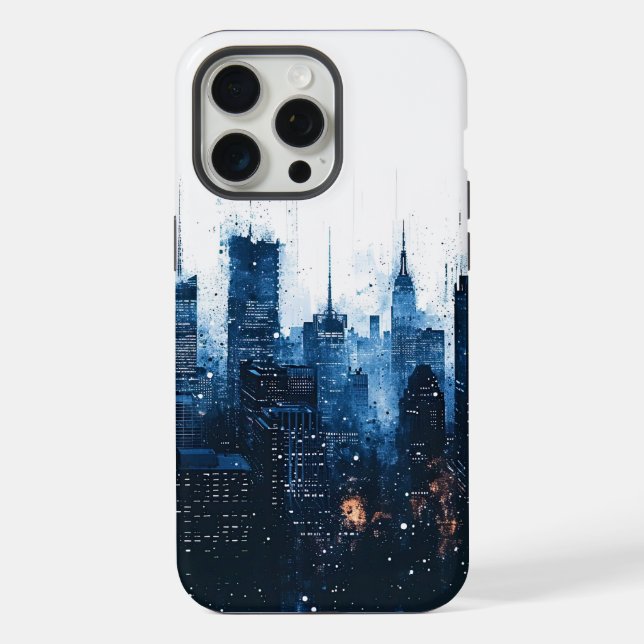 Blue Modern Cityscape iPhone Case (Back)