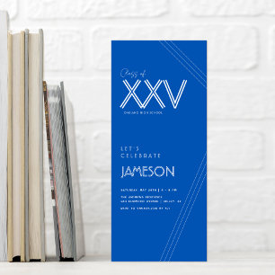 Blue Modern Class of XXV Graduation Party Invitation