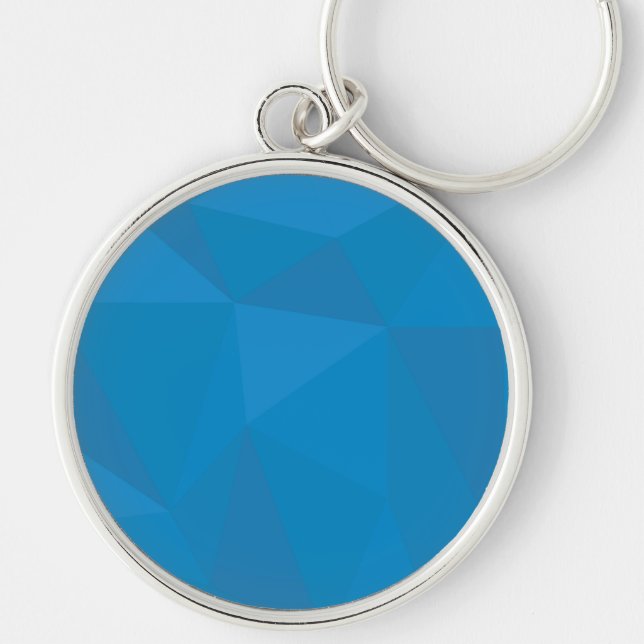 Blue, modern, cool, trendy, futuristic triangles key ring (Front)