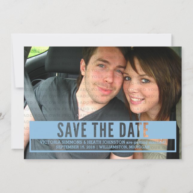 Blue Modern Cut Out Save the Date Invite (Front)
