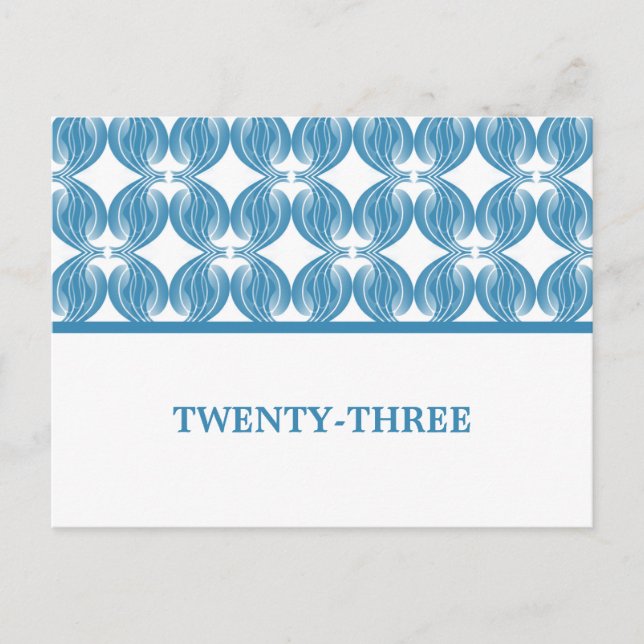 Blue Modern Deco Table Number Postcard (Front)