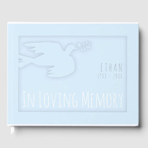Blue Modern Dove  Baby Celebration Guest Book
