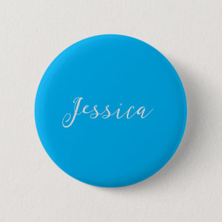 Blue Modern Elegant Plain Simple Professional Name 6 Cm Round Badge
