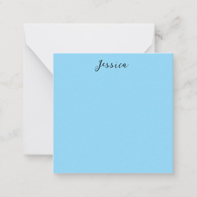 Blue Modern Elegant Plain Simple Professional Name Card (Front)