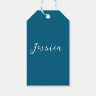 Blue Modern Elegant Plain Simple Professional Name Gift Tags