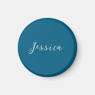 Blue Modern Elegant Plain Simple Professional Name Magnet