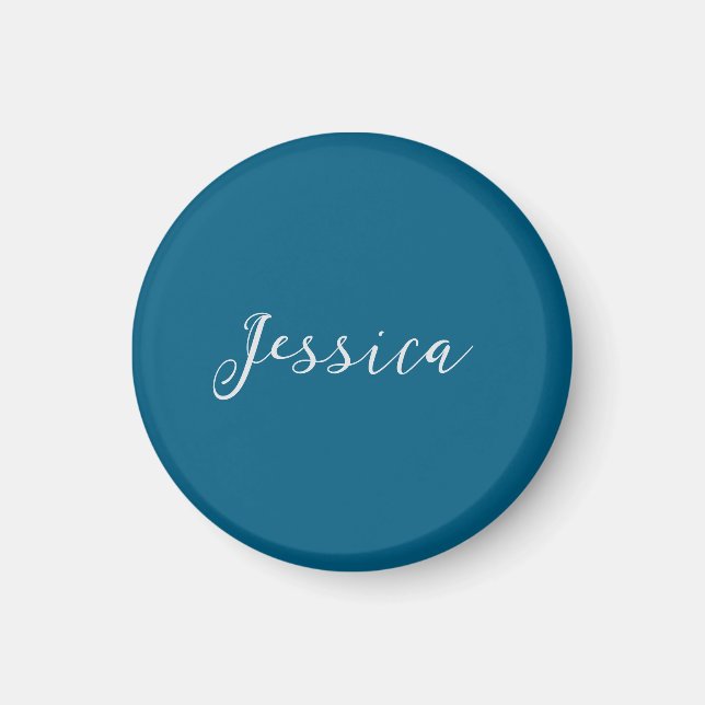 Blue Modern Elegant Plain Simple Professional Name Magnet (Front)